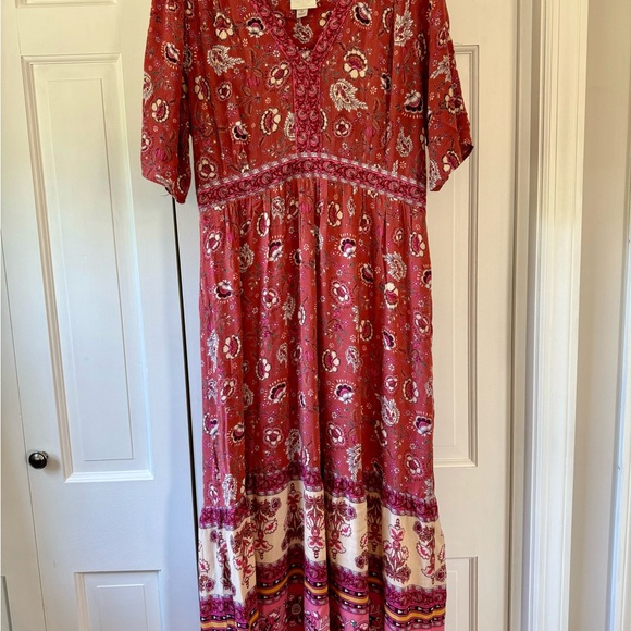 Knox Rose Target Short Sleeve Boho Floral Dress Antique Pink size Medium - Picture 5 of 10